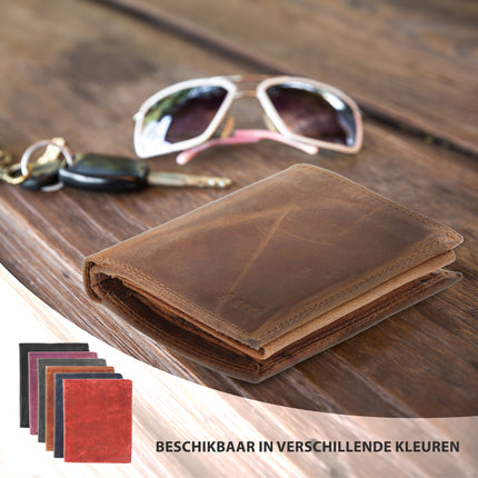 Leren Portemonnee Pasjes & Briefgeld | 8 Pasjeshouder | RFID Bescherming | Tan Echt Leer | 11X9X2cm | Ideaal als Cadeau voor Mannen & Vrouwen
