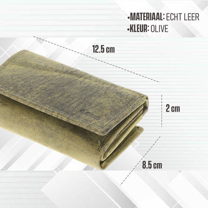 Leren Overslagportemonnee Heren & Dames | Anti Skim Unisex Portemonnee met Rits | 11 Pasjeshouder | Compacte Portefeuille van Echt Leer | Kerstcadeau voor Mannen & Vrouwen - 12.5x8.5 cm 