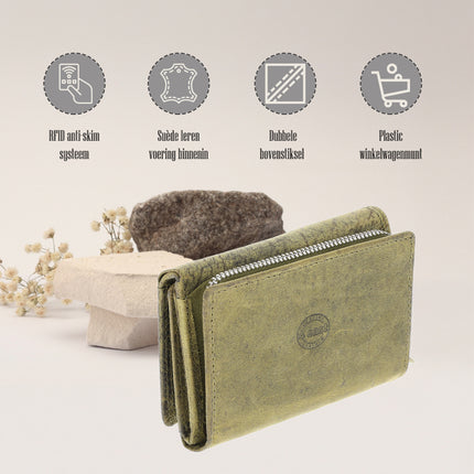 Leren Overslagportemonnee Heren & Dames | Anti Skim Unisex Portemonnee met Rits | 11 Pasjeshouder | Compacte Portefeuille van Echt Leer | Kerstcadeau voor Mannen & Vrouwen - 12.5x8.5 cm 