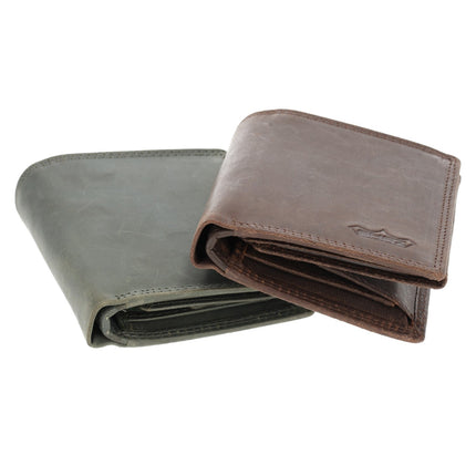 Portemonnee leren Bifold heren – leder Pasjeshouder - Bruin leer portemonnee met veel vakken 11x9cm