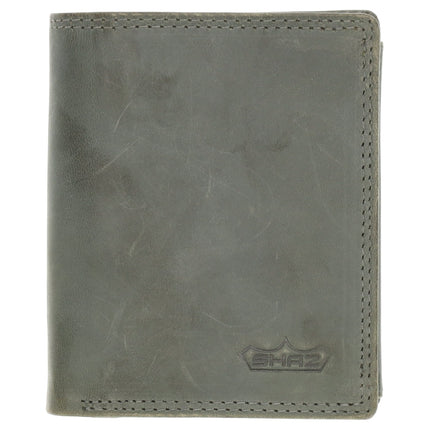 Leren Bifold Portemonnee voor Heren - Pasjeshouder - Olijfgroen Leer - 11x9cm