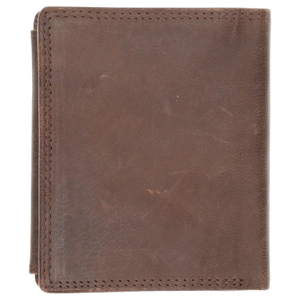 Portemonnee leren Bifold heren – leder Pasjeshouder - Bruin leer portemonnee met veel vakken 11x9cm