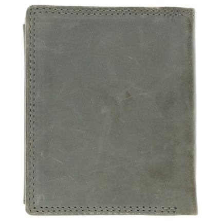 Leren Bifold Portemonnee voor Heren - Pasjeshouder - Olijfgroen Leer - 11x9cm