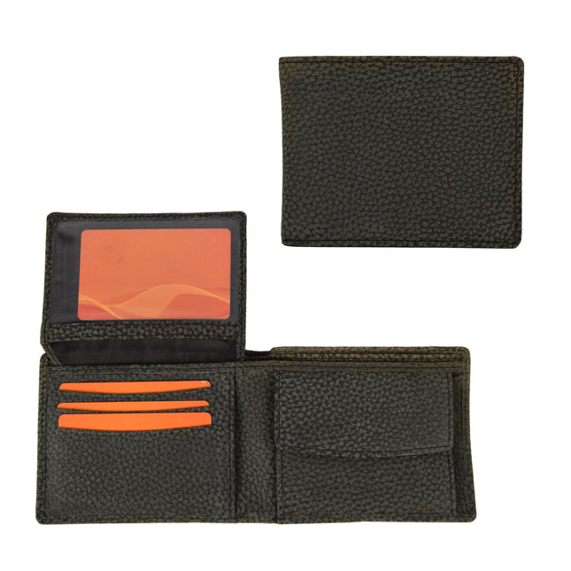 Elegante Leren Portemonnee | Zwart/Grijs | Compact Design | 12.5cm x 9.5cm x 2cm | 6 Kaarthouders | 2 Verborgen Vakken | 2 Ruime Biljetvakken | Ritsvak voor Munten & ID-Vak | Ideaal als Portefeuille Cadeau
