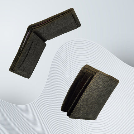 Elegante Leren Portemonnee | Zwart/Grijs | Compact Design | 12.5cm x 9.5cm x 2cm | 6 Kaarthouders | 2 Verborgen Vakken | 2 Ruime Biljetvakken | Ritsvak voor Munten & ID-Vak | Ideaal als Portefeuille Cadeau