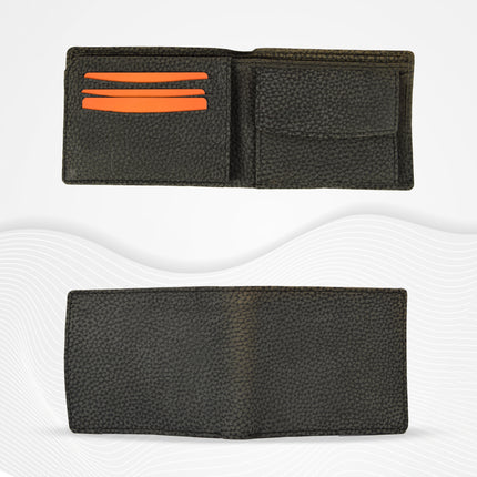 Elegante Leren Portemonnee | Zwart/Grijs | Compact Design | 12.5cm x 9.5cm x 2cm | 6 Kaarthouders | 2 Verborgen Vakken | 2 Ruime Biljetvakken | Ritsvak voor Munten & ID-Vak | Ideaal als Portefeuille Cadeau