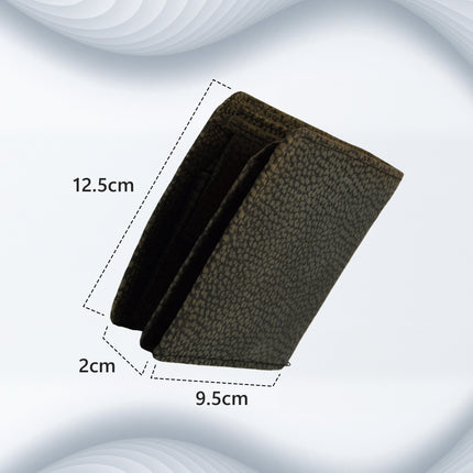 Elegante Leren Portemonnee | Zwart/Grijs | Compact Design | 12.5cm x 9.5cm x 2cm | 6 Kaarthouders | 2 Verborgen Vakken | 2 Ruime Biljetvakken | Ritsvak voor Munten & ID-Vak | Ideaal als Portefeuille Cadeau