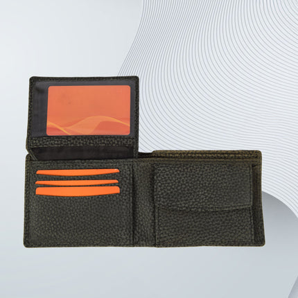 Elegante Leren Portemonnee | Zwart/Grijs | Compact Design | 12.5cm x 9.5cm x 2cm | 6 Kaarthouders | 2 Verborgen Vakken | 2 Ruime Biljetvakken | Ritsvak voor Munten & ID-Vak | Ideaal als Portefeuille Cadeau