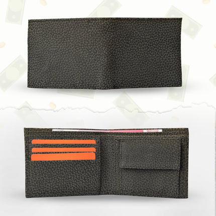 Premium Leren Portemonnee In Zwart/Grijs | Origineel Leer Portefeuille | 11,5 cm x 9,5 cm x 2 cm | Kaarthouder Met 3 Kaartsleuven | 2 Ruime Biljetvakken Voor Grote Biljetten | Munten Vak Voor 1 Euro | 2 Verborgen Vakken | Perfect Cadeau
