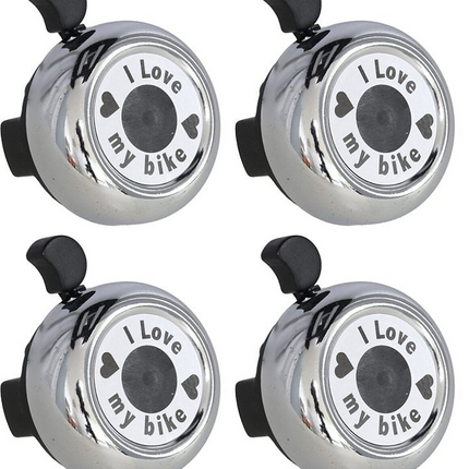 Fietsbel 30 mm Zilver – "I Love My Bike" – Aluminium Fietsbel Racefiets & Stadsfiets – Helder Geluid – Universele Fietsaccessoire voor Kinderen & Volwassenen