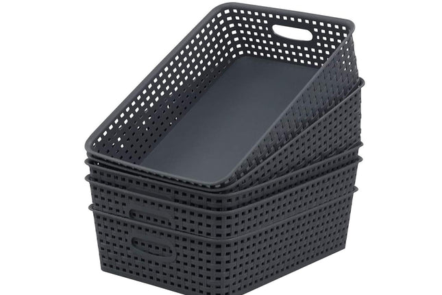 5 X Opbergmand - Opbergbakje - Zwarte opberger 35 x 29 x 13 cm Rattan - Opbergboxen kopen - opbergbox kopen Opbergbox