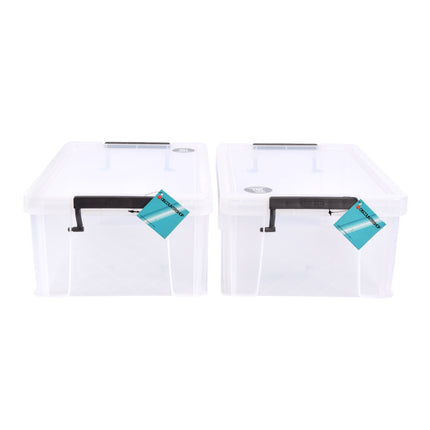 Witte Grote Plastic Opbergbox met Klikdeksel - 2 Stuks - 39.5cm x 25.5cm x 15cm - 10L