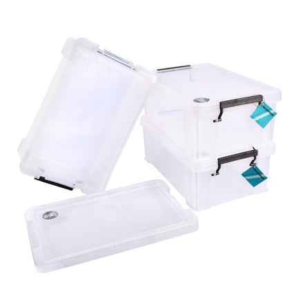 Grote Witte Plastic Opbergbox met klikdeksel - Stapelbare Opbergboxen - 10L - 39.5cm x 25.5cm x 15cm - Set van 3 