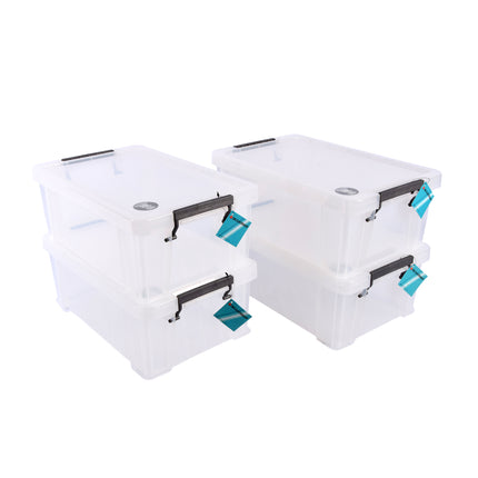 Efficiënte Stapelbare Plastic Opbergbox - 10L - 39.5cm x 25.5cm x 15cm - 4 Stuks