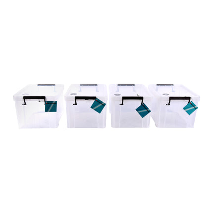 Grote Plastic Opbergboxen - Set van 4 - Stapelbaar – 5 Liter - Klikdeksel - 26cm x 19cm x 16cm