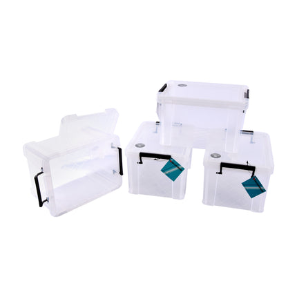 Grote Plastic Opbergboxen - Set van 4 - Stapelbaar – 5 Liter - Klikdeksel - 26cm x 19cm x 16cm