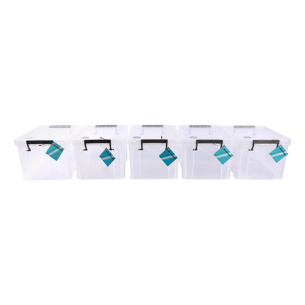 Ruime Plastic Opbergbox - Grote Opbergcapaciteit - Stapelbaar - Wit - 5 Stuks - Klikdeksel - 5L - Afmetingen: 26cm x 19cm x 16cm