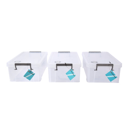 Eenvoudig te Gebruiken Transparante Opbergbox met Deksel - Set van 3 | Afmetingen: 35cm x 20cm x 12.5cm | Inhoud: 5.8L | Vervaardigd uit Stevig Plastic