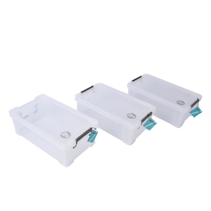 Eenvoudig te Gebruiken Transparante Opbergbox met Deksel - Set van 3 | Afmetingen: 35cm x 20cm x 12.5cm | Inhoud: 5.8L | Vervaardigd uit Stevig Plastic