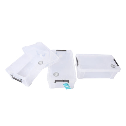 Eenvoudig te Gebruiken Transparante Opbergbox met Deksel - Set van 3 | Afmetingen: 35cm x 20cm x 12.5cm | Inhoud: 5.8L | Vervaardigd uit Stevig Plastic