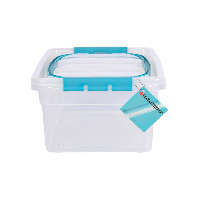 Opbergbox met Deksel - Transparant & Sky Blauw | 30cm x 20.5cm x 12.5cm - 5L | kerstballen opbergbox 