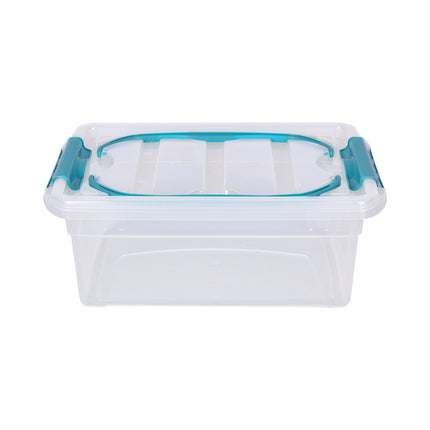 Opbergbox met Deksel - Transparant & Sky Blauw | 30cm x 20.5cm x 12.5cm - 5L | kerstballen opbergbox 