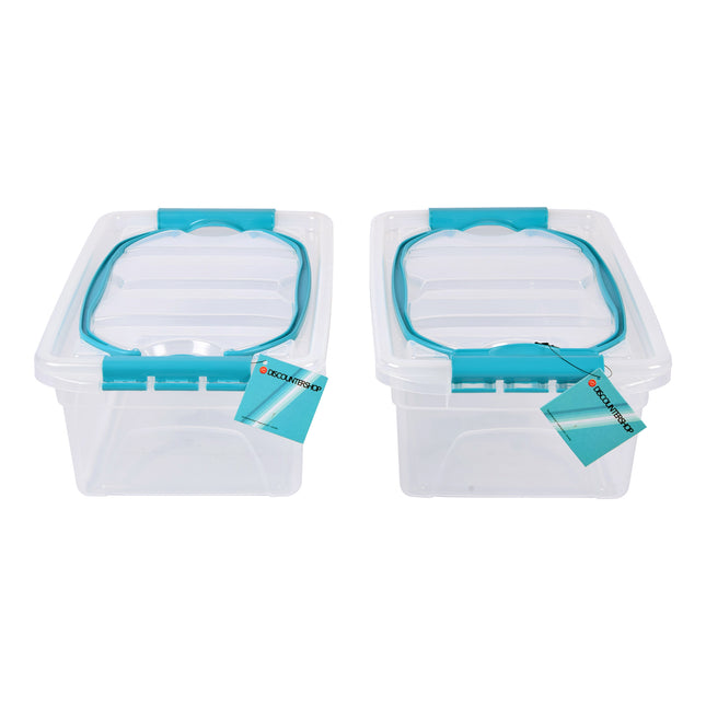 Ruime Opbergbox met Deksel - 30cm x 20.5cm x 12.5cm - 5 Liter - Twee stuks - Opbergdoos