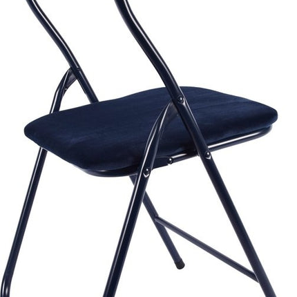 Klapstoel- Vouwstoel velvet zitvlak en rug bekleed - stoel - tafelstoel - klapstoel - donkerblauw - stoel - tafelstoel - klapstoel - Velvet klapstoel - Luxe klapstoel - Met kussentjes - Stoel - Stoelen - Klapstoelen - Stoeltje - Premium chair