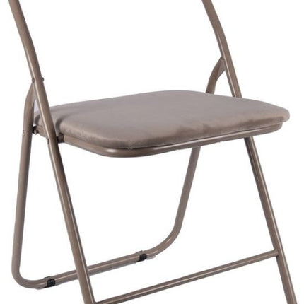 6x Klapstoel met zithoogte van 43 cm Vouwstoel velvet zitvlak en rug bekleed - stoel - tafelstoel- tafelstoel - klapstoel - Velvet klapstoel - Luxe klapstoel - Met kussentjes - Stoelen - Klapstoelen - Stoeltje - Premium chair - beige taupe