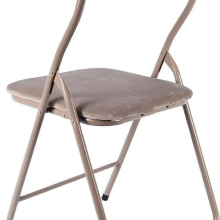 6x Klapstoel met zithoogte van 43 cm Vouwstoel velvet zitvlak en rug bekleed - stoel - tafelstoel- tafelstoel - klapstoel - Velvet klapstoel - Luxe klapstoel - Met kussentjes - Stoelen - Klapstoelen - Stoeltje - Premium chair - beige taupe