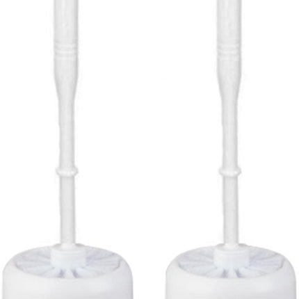 3xDiscountershop - Toiletborstel - Wcborstel kunststof -Toiletborstel in houder - Toiletborstelhouder - Wc borstel - borstel - Roestvrij - WitProduct breedte 10.5x 33x 6 cm