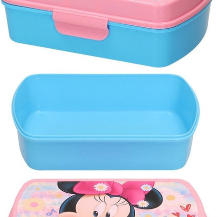 Minnie Mouse Lunchset met waterfles 450ml en broodtrommel - Minnie Mouse Aluminium Waterfles – Blauw - Broodtrommel Minnie Mouse