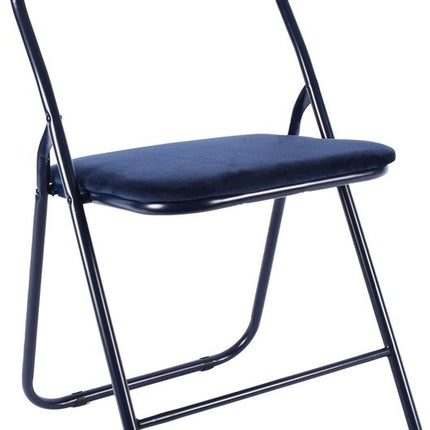 6x Klapstoel met zithoogte van 43 cm Vouwstoel velvet zitvlak en rug bekleed - stoel - tafelstoel- tafelstoel - klapstoel - Velvet klapstoel - Luxe klapstoel - Met kussentjes - Stoelen - Klapstoelen - Stoeltje - Premium chair - Donkerblauw