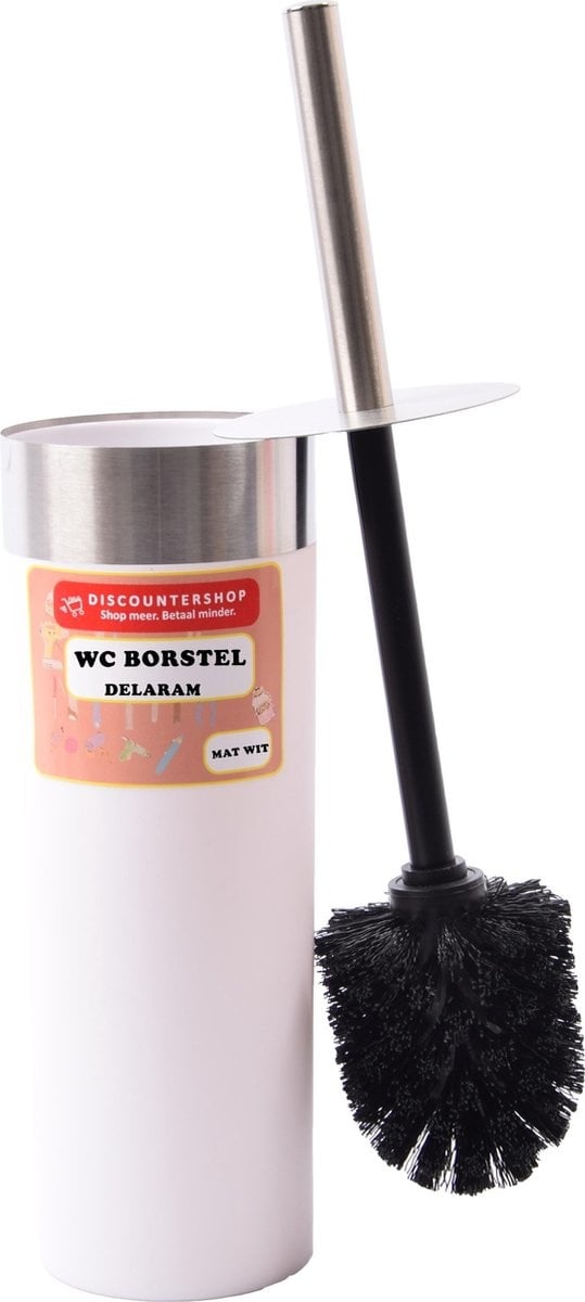 Toiletborstel Delaram mat wit / wc borstel rond 24cm
