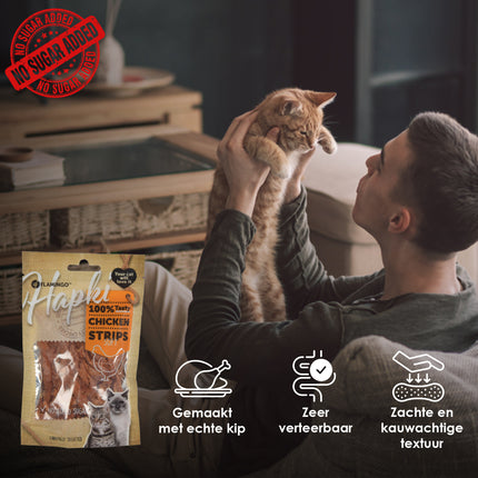 8x Smakelijke Kip Traktatie - Hoogwaardige Traktaties voor Katten - 85g Zak - Met 80% Kip - Zonder Suiker