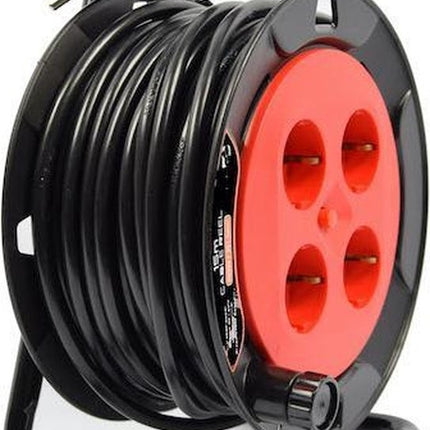 4 stuks - Kabelbox verlengsnoer kabelhaspel kabel verleng haspel met 4 geaarde stopcontacten 15 meter - Kabelhaspel - haspel - haspel 15 meter - kabelhaspel 250 volt | 3000 watt