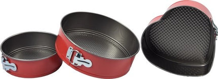 Springvorm anti-aanbak 3 delig - Rond Ø 25 cm - Rond Ø 18 cm - Hart Ø 22 cm