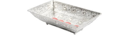Set van 3 prachtige decoratieve schalen-Metalen dienblad zilver 28x17 cm rechthoekig | Decoratieve dienbladen | Metalen Dienblad | Decoratie 
