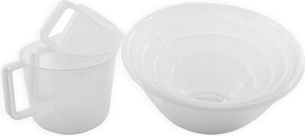 Ideale Set 4 stuks Mengkomen Transparant 7l,4l,2.3l.1l - Maatbeker 3 stuks met Handvat 0.5l,1l,2l | Beslagkommen | Keuken | keukenschalen