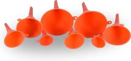 Trechterset |  Trechters | Oranje | 2x set | verschillende maten | voor Keuken en Huishouden | 92 gm | 2 set van 4 stuks, diverse maten