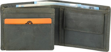 Leren Portemonnee Unisex Olijfgroen - Compact, Duurzaam en Functioneel - 11cm x 9cm x 2cm - Veelzijdige Opbergruimte