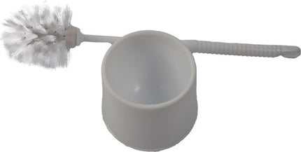 3xDiscountershop - Toiletborstel - Wcborstel kunststof -Toiletborstel in houder - Toiletborstelhouder - Wc borstel - borstel - Roestvrij - WitProduct breedte 10.5x 33x 6 cm