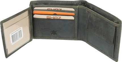 Leren Portemonnee Unisex Olijfgroen - Compact, Duurzaam en Functioneel - 11cm x 9cm x 2cm - Veelzijdige Opbergruimte