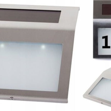 RVS Huisnummer Verlichting Solar - LED Huisnummerbord Zonne Energie 1/2/3/4/5/6/7/8/9/0