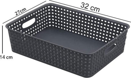 3 X Opbergmand - Opbergbakje - Zwarte opberger 35 x 29 x 13 cm Rattan