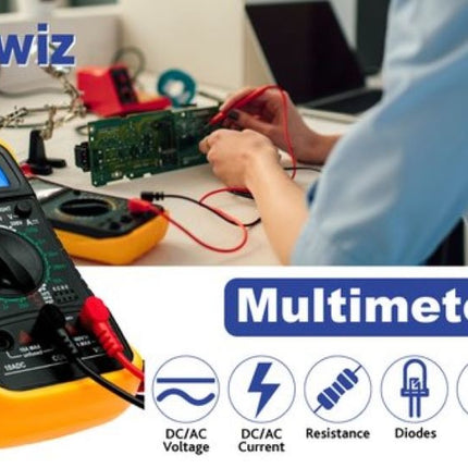Digitale Multimeter - AC / DC - Incl. 9V Batterij, Klemtangen & Opberghoes - Multi Meter