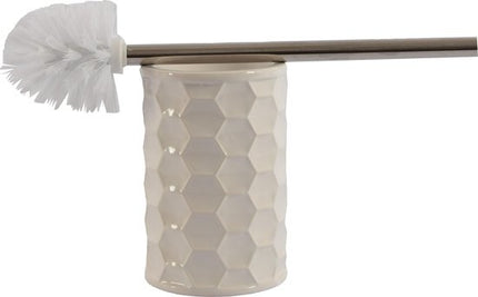 Toiletborstel RVS - Premium Wc borstel Rvs - RVS Toiletborstel in houder - Toiletborstelhouder - Wc borstel - WC Borstel Set Vrijstaand Keramiek met witte RVS borstel - Hond - Porselein 