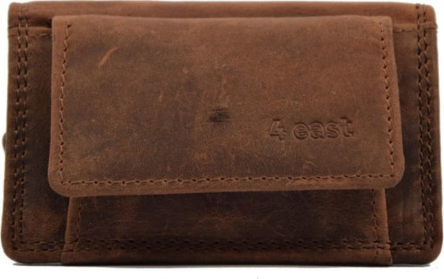 Mini Portemonnee dames en heren - vakantie portemonnee - Compact portemonnee - Buffelleer portemonnee - Kleine portemonnee - Portemonnee - mini portemonnee - - bruin - 9,8 cm