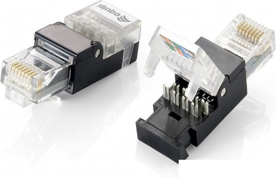 Kabel-connector RJ-45 Zwart, Transparant RJ45 connectoren - Stekker - Connector - Cat5E - Cat6 - Plugs - Connector stekker - UTP - Ethernet - Internet plug - Netwerkstekker