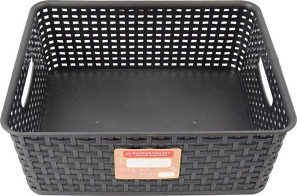 2 X Opbergmand - Opbergbakje - Zwarte opberger 35 x 29 x 13 cm Rattan - Opbergboxen kopen - opbergbox kopen Opbergbox
